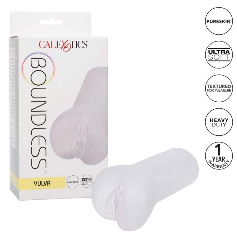Masturbateur transparent Boundless Vulva de Calexotics, imitation réaliste de vagin