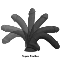Harnais cock Miller avec Cocksil articulable en silicone noir, 24 cm - satisfaction assurée